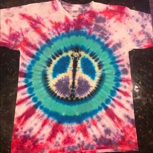 Handmade tie dyed peace sign shirt!